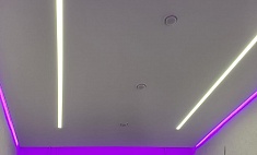 Парящий потолок, световые линии, контурная подсветка