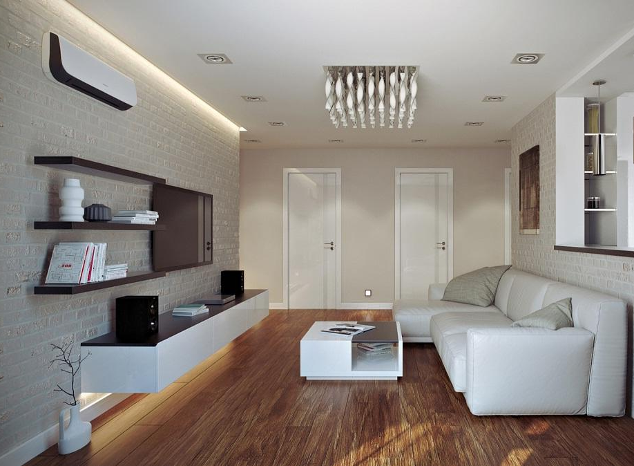 Парящий потолок с люстрой и светильниками для гостиной Парящий потолок с люстрой и светильниками для гостиной