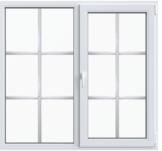 Двустворчатое окно с фальш-переплетами 1280*1380 мм